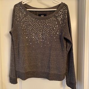 Grey sequin American eagle crew neck